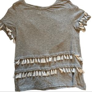 H&M Grey short sleeve tshirt with tassel fringes